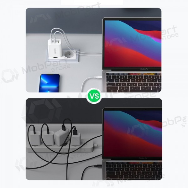 Ladegerät buitinis Ugreen CD275 2xUSB-C/USB-A 65W Weiß