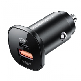 Ladegerät automobilinis Acefast B1 Mini 38W USB-C+USB-A Schwarz
