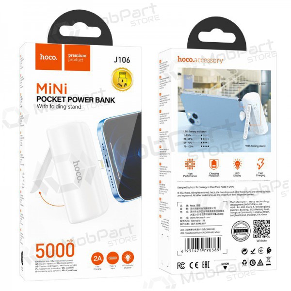 Externe Batterie Power Bank Hoco J106 Lightning 5000mAh Weiß