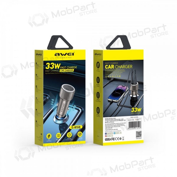 Auto-Ladegerät Awei C-858 33W 2xUSB-C Schwarz
