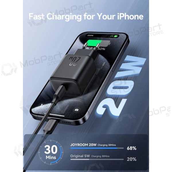Ladegerät Joyroom JR-TCF20 USB-C PD20W + USB-C to Lightning cable 1.0m Weiß