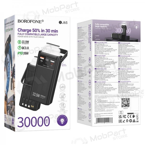 Externe Batterie Power Bank Borofone BJ65 22.5W 30000mAh Schwarz