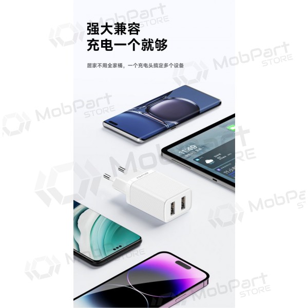 Ladegerät Awei C15T-EU 2xUSB-A 10W + USB to USB-C cable Weiß