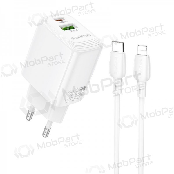Ladegerät Borofone BN29 30W USB-C/USB-A + USB-C to Lightning cable 1.0m Weiß