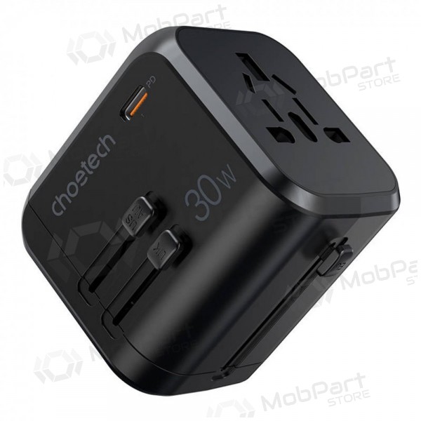 Universal kelioninis Ladegerät Choetech PD5008 30W USB-C/3xUSB-A Schwarz