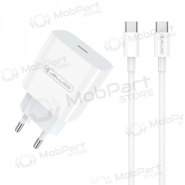 Ladegerät Jellico AK180 20W USB-C + USB-C to USB-C cable 1.0m Weiß