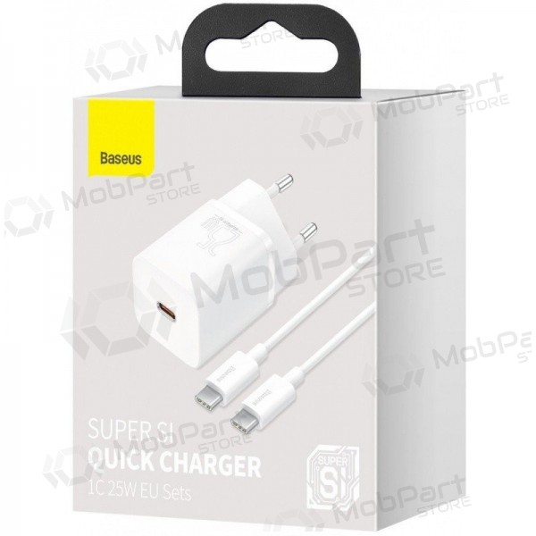 Ladegerät buitinis Baseus Super Si 25W + Type-C 1.0m Weiß TZCCSUP-L02