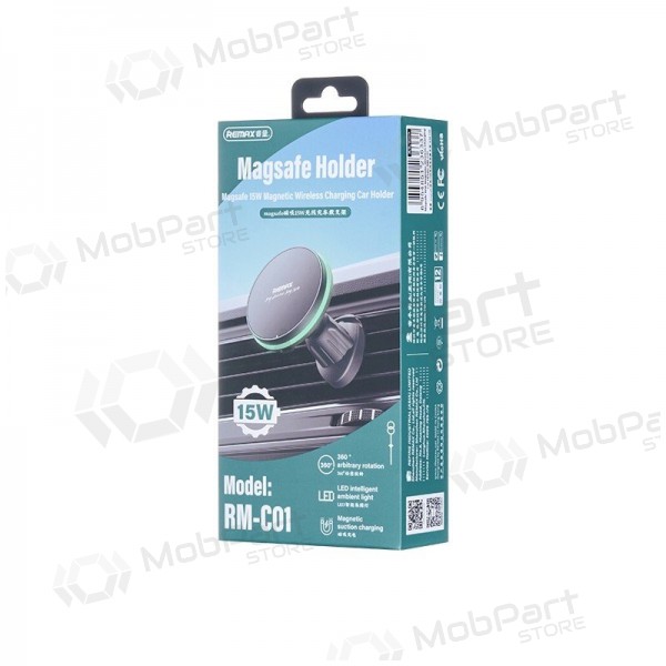 Automobilinis laikiklis-Ladegerät Remax RM-C01 MagSafe 15W Schwarz