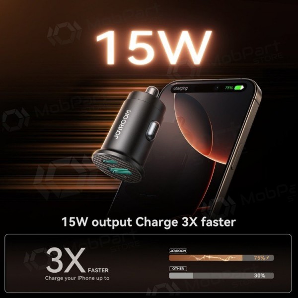 Auto-Ladegerät Joyroom JR-CCN16 USB-A/USB-C 15W Schwarz