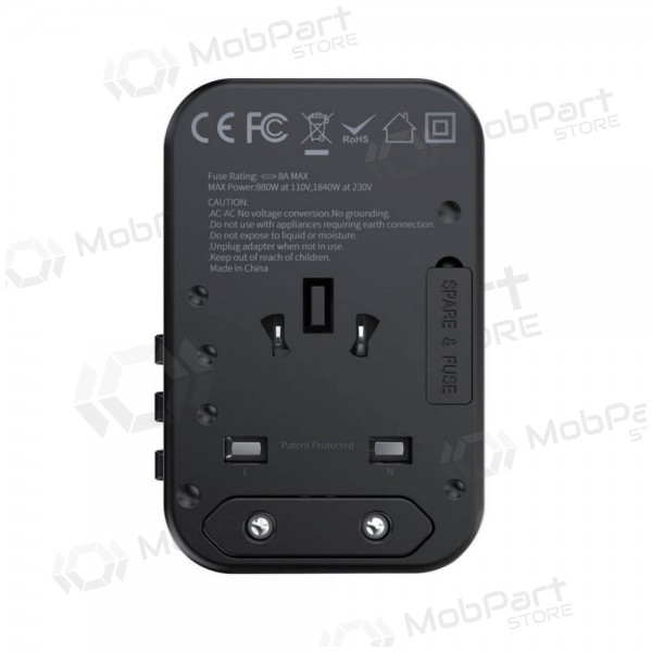 Universal kelioninis Ladegerät Choetech PD5009 65W 2xUSB-C/USB-A Schwarz