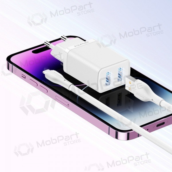 Ladegerät Awei C15L-EU 2xUSB-A 10W + USB to Lightning cable Weiß