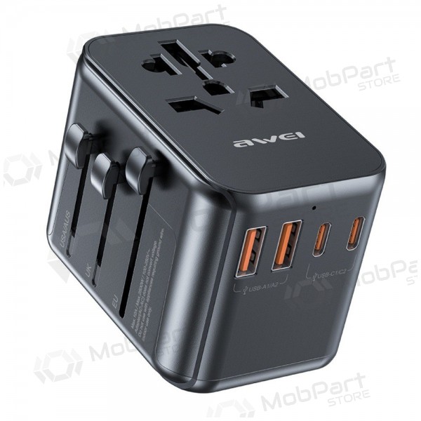 Universal kelioninis Ladegerät Awei C-39 GaN 35W 2xUSB-A/3xUSB-C Schwarz
