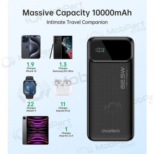 Externe Batterie Power Bank Choetech B728 22.5W 10000mAh Schwarz Externe Batterie Power Bank Choetech B728 22.5W 10000mAh Schwarz