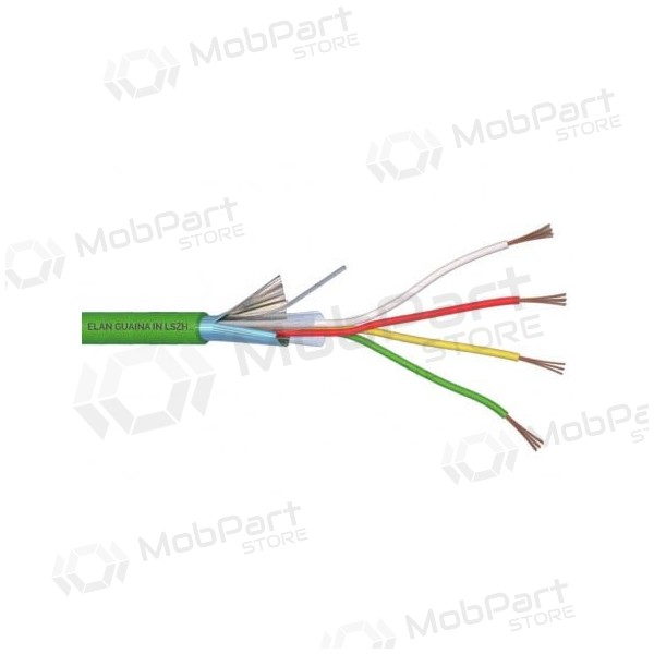 ELAN halogenfrei, abgeschirmtes Sicherheitskabel 4x0.22 (grün)