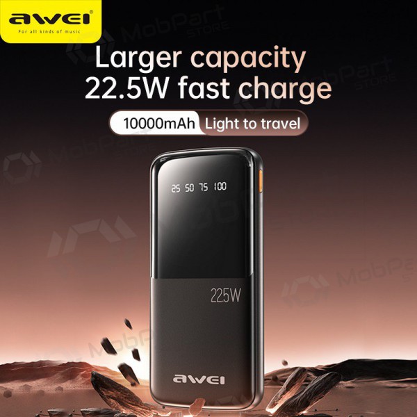 Externe Batterie Power Bank Awei P10K 22.5W 10000mAh Schwarz