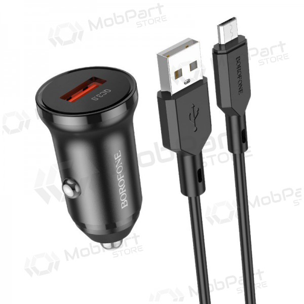 Ladegerät automobilinis Borofone BZ18 Quick Charge 3.0 18W + MicroUSB (Schwarz)