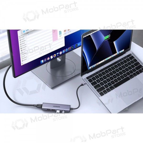 Ugreen CM511 USB-C zu HDMI 1.4 + 3xUSB-A + USB-C PD100W Adapter grau