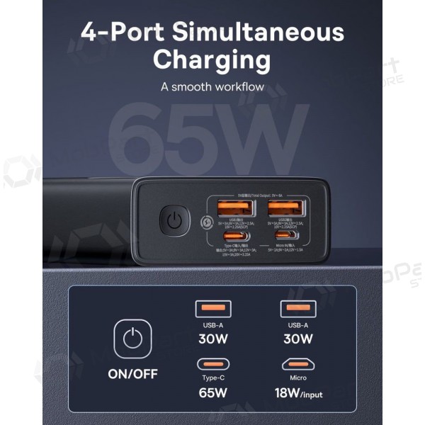 Externe Batterie Power Bank Baseus StarLord 65W 20000mAh Schwarz P10022906113-00