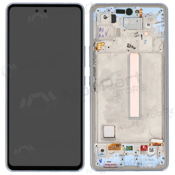 Ekranas Samsung A536 A53 5G 2022 su lietimui jautriu stikliuku und rėmeliu Awesome Blue OLED (real size)