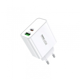 Ladegerät Remax RP-U125 65W GaN USB-C/USB-A Weiß
