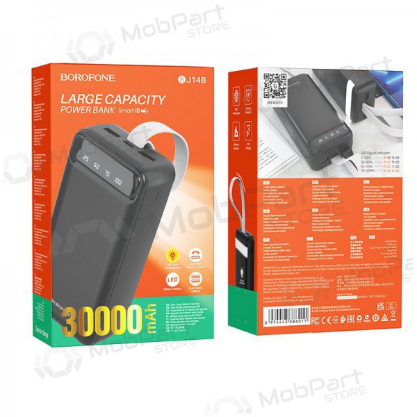 Externe Batterie Power Bank Borofone BJ14B Freeway 30000mAh Schwarz Externe Batterie Power Bank Borofone BJ14B Freeway 30000mAh Schwarz