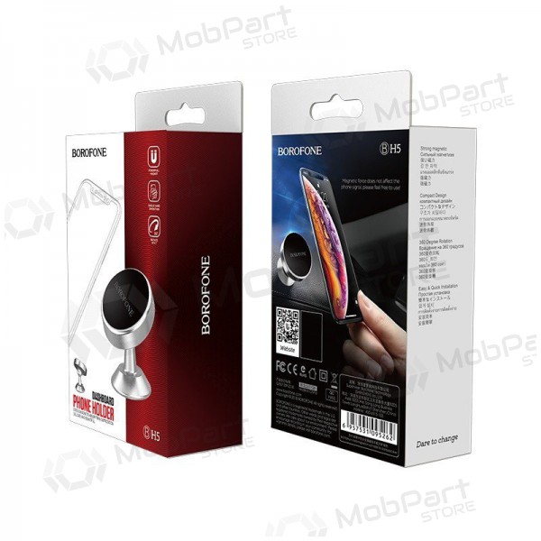 Automobilinis Universal telefono laikiklis Borofone BH5 Platinum, tvirtinamas ant prietaisų skydelio, magnetinis