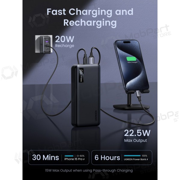 Externe Batterie Power Bank Ugreen PB313 20W 20000mAh (25683) Schwarz Externe Batterie Power Bank Ugreen PB313 20W 20000mAh (25683) Schwarz
