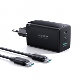 Ladegerät buitinis Joyroom GaN JR-TCG01 2xUSB-C/USB-A 65W + USB-C cable 1.2m Schwarz