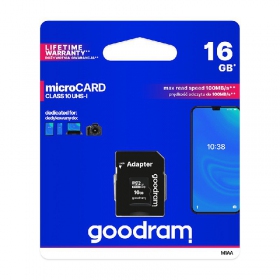 Speicherkarte GOODRAM MicroSD 16GB (class10 UHS-I) + SD Adapter