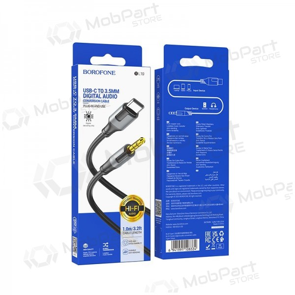 Audio Kabel Borofone BL19 USB-C to 3,5mm Schwarz