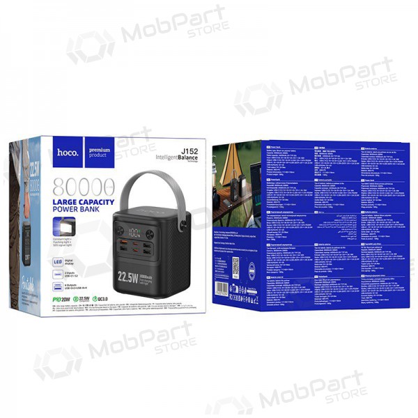 Externe Batterie Power Bank Hoco J152 22.5W+PD20W 80000mAh Schwarz