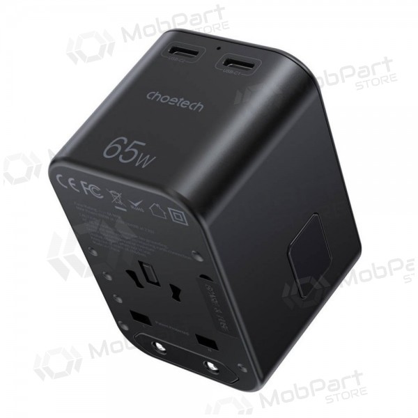 Universal kelioninis Ladegerät Choetech PD5009 65W 2xUSB-C/USB-A Schwarz