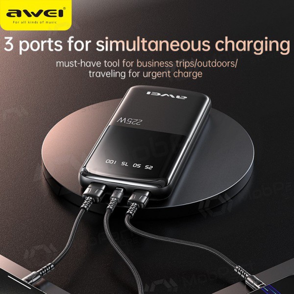 Externe Batterie Power Bank Awei P10K 22.5W 10000mAh Schwarz