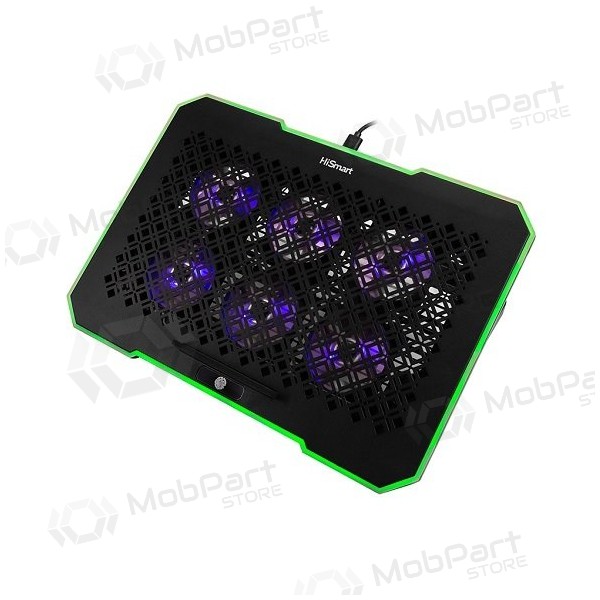 Nešiojamojo kompiuterio aušinimo stovas HISMART, su 6 RGB ventiliatoriais, 5 padėčių