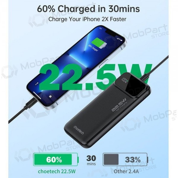 Externe Batterie Power Bank Choetech B728 22.5W 10000mAh Schwarz Externe Batterie Power Bank Choetech B728 22.5W 10000mAh Schwarz