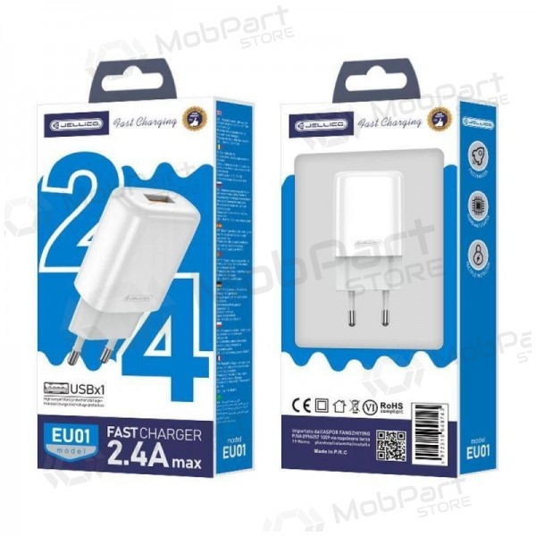 Ladegerät buitinis Jellico EU01 2.4A USB Weiß