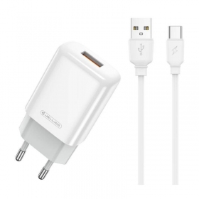 Ladegerät buitinis Jellico EU01 2.4A USB + Type-C Weiß