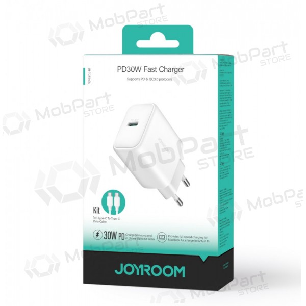 Ladegerät Joyroom JR-TCF24 USB-C PD30W + USB-C to USB-C cable 1.0m Weiß