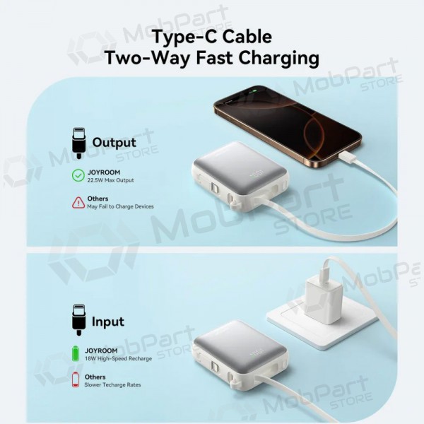 Externe Batterie Power Bank Joyroom JR-PBF27 22.5W Mini 10000mAh Weiß