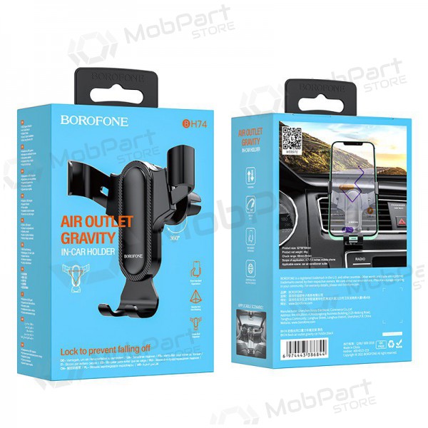 Automobilinis Universal telefono laikiklis Borofone BH74 tvirtinamas ant ventiliacijos grotelių, Schwarz