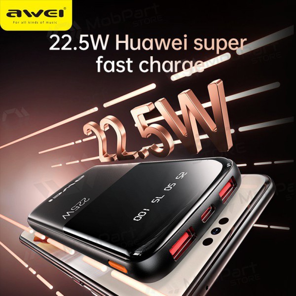 Externe Batterie Power Bank Awei P10K 22.5W 10000mAh Schwarz
